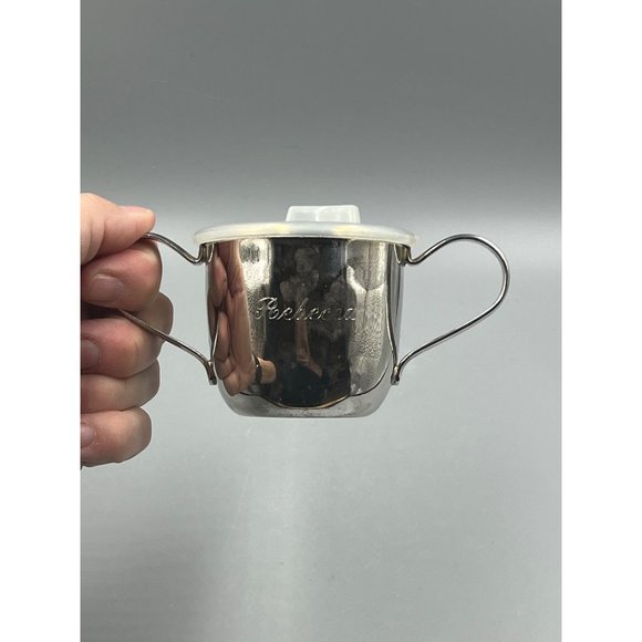 Vintage Dual Handle Silver Plated Baby/Sippy Cup w-Lid - Embossed Duck - Rebecca - Picture 8 of 9